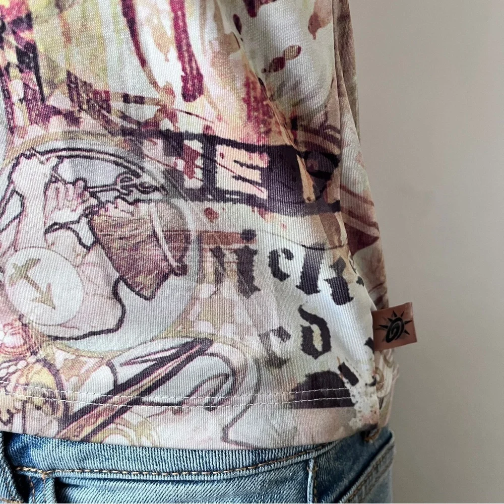 Y2K So Sporty Zodiac Printed Stretch Tank Top Size S